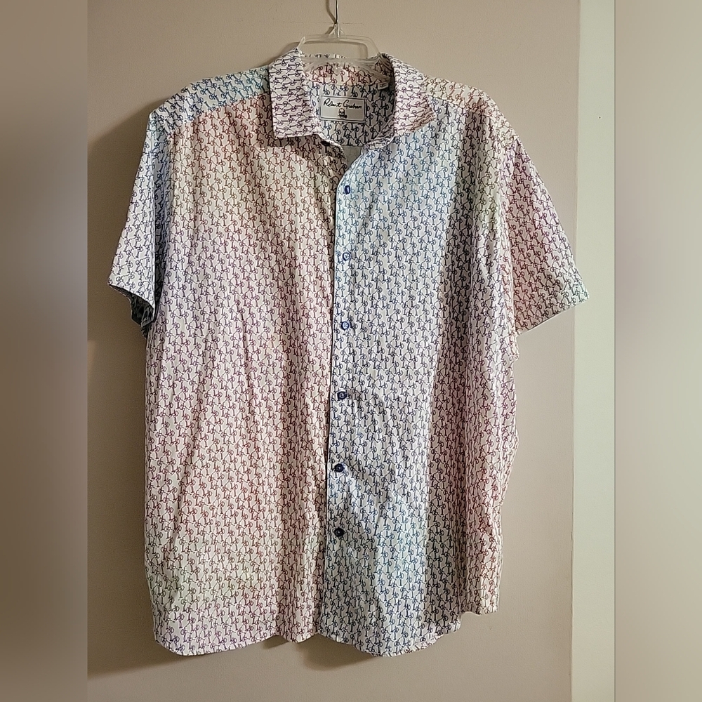 Robert Graham Colorful People Figures Shirt Short Sleeve Button Classic 3XL